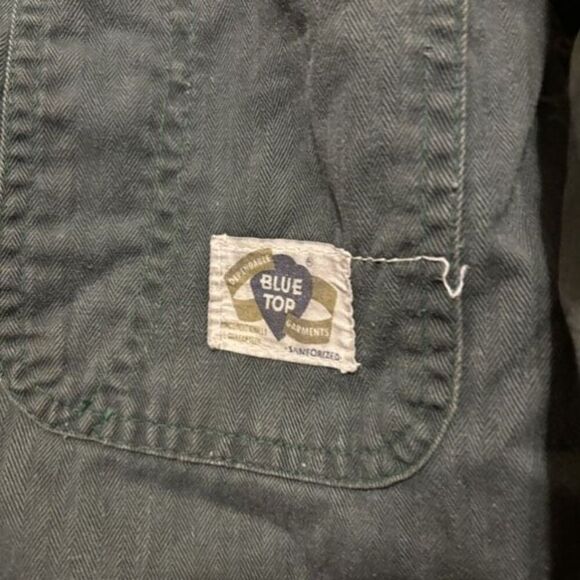Blue Top Vintage Green Zip Up Harringbone Coveralls - Picture 3 of 7